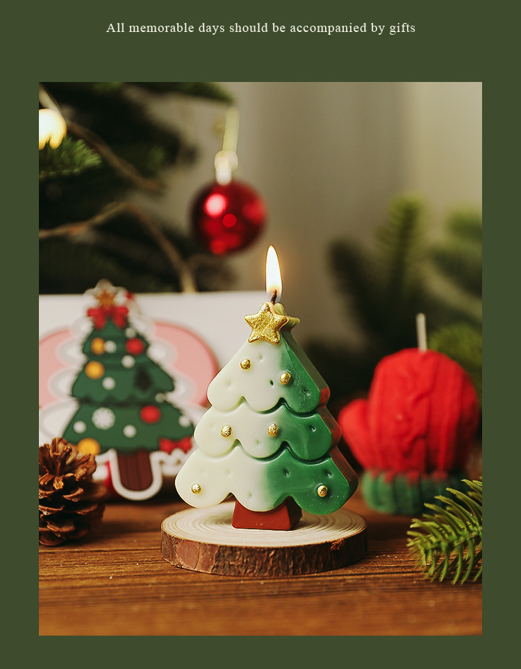 Christmas candles packed in white gift boxes