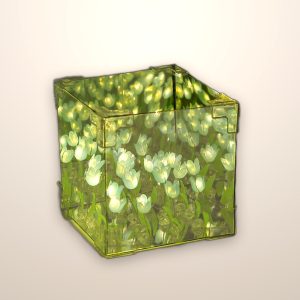 DIY tulip night light kit glowing in a clear acrylic box