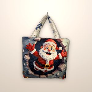 Quilted Christmas tote bag in holiday fabric